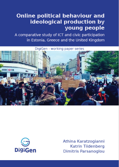 Cover page working paper Online political behaviour and ideological production by young people