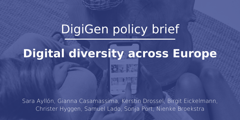 Image with the text: DigiGen policy brief - digital diversity across Europe