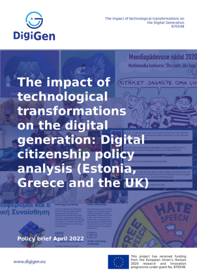 Digital citizenship policy analysis (Estonia, Greece and the UK)